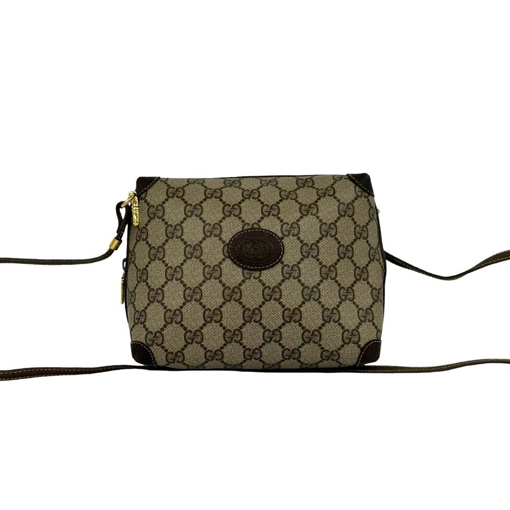 GUCCI Vintage GG Logo Leather Mini Shoulder Bag/Pouch (Brown, 31518)
